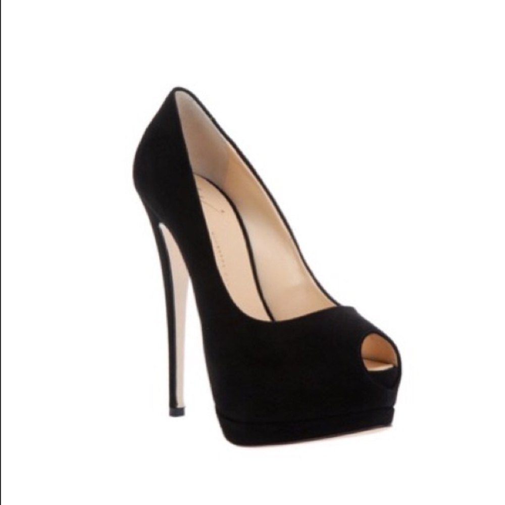 Giuseppe Zanotti Design black suede peep toe shoe